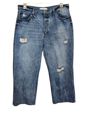 Kancan Distressed Button Fly High Waisted Denim Jeans Women's Size 31